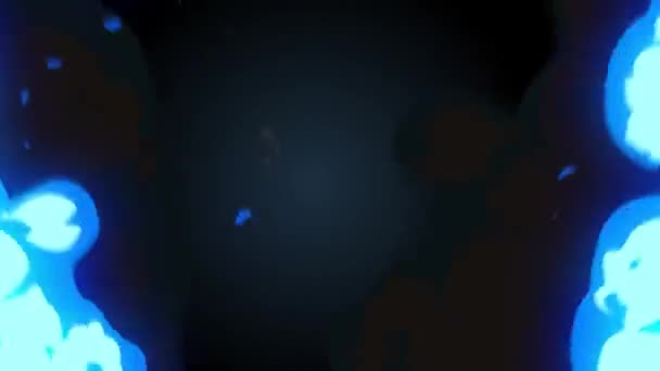 Мультфильм Огонь Голубой Цвет Комикс Графика Аниме Огонь — стоковое видео