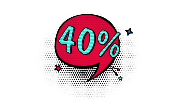 Comic Book Style Banner Percent Discount Promotion Banner Sale Alpha — Stockvideo