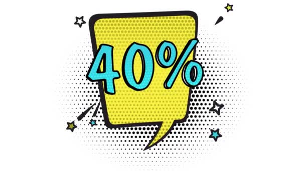 Comic Book Style Banner Percent Discount Sale Discount Art Style — Stok video