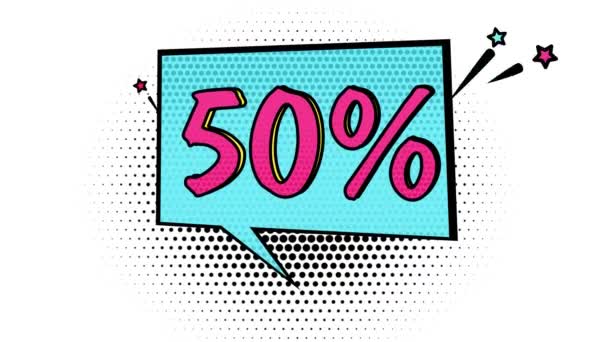 Comic Book Style Banner Promotional Banner Percent Discount Sale Discount — Vídeo de stock