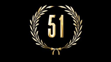 Golden laurel wreath and number 51, award, alpha channel