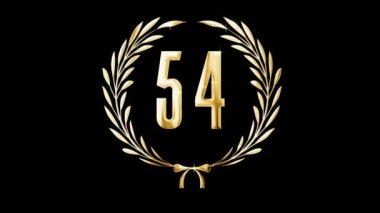 Golden laurel wreath and number 54, award, alpha channel