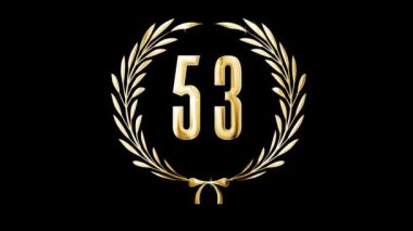 Golden laurel wreath and number 53, award, alpha channel
