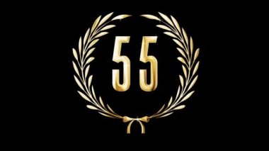 Golden laurel wreath and number 55, award, alpha channel
