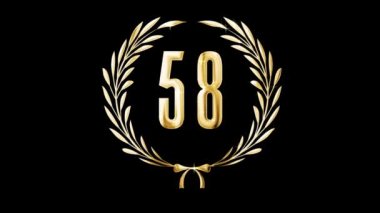 Golden laurel wreath and number 58, award, alpha channel