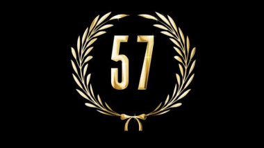 Golden laurel wreath and number 57, award, alpha channel