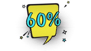 Comic book style banner, 60 percent discount, sale, discount, art style, alpha channel