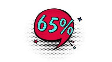 Comic book style banner, 65 percent discount, promotion banner, sale, alpha channel