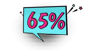 Comic book style banner, promotional banner, 65 percent discount, sale, discount, art style, alpha channel