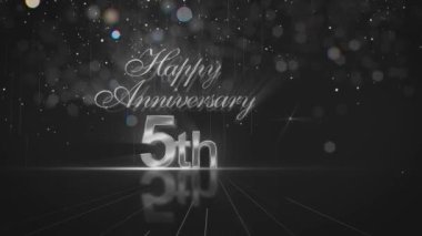 Congratulations on the anniversary of the 5th, silver background, luxury silver, congratulations