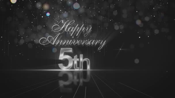 Congratulations Anniversary 5Th Silver Background Luxury Silver Congratulations — 图库视频影像