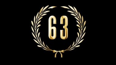 Golden laurel wreath and number 63, award, alpha channel