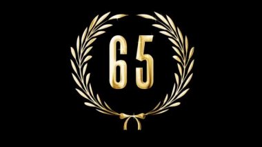 Golden laurel wreath and number 65, award, alpha channel