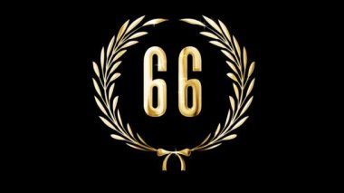 Golden laurel wreath and number 66, award, alpha channel