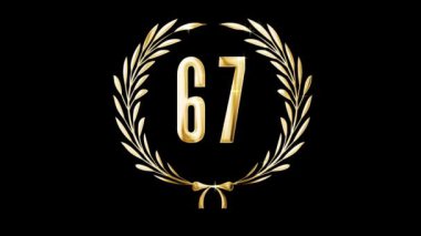 Golden laurel wreath and number 67, award, alpha channel