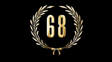 Golden laurel wreath and number 68, award, alpha channel