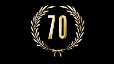 Golden laurel wreath and number 70, award, alpha channel