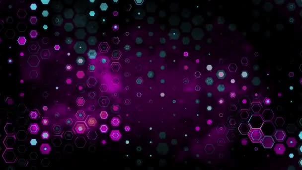 六角形 グラフィック ターコイズとピンクの色の背景 — ストック動画