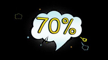 Çizgi roman tarzı afiş, yüzde 70 indirim, reklam afişi, satış, sanat tarzı, alfa kanalı