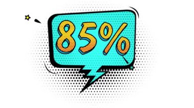 Çizgi roman tarzı pankart, yüzde 85 indirim, reklam afişi, indirim, sanat tarzı, alfa kanalı