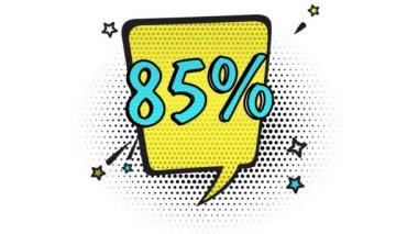 Çizgi roman tarzı afiş, yüzde 85 indirim, indirim, sanat tarzı, alfa kanalı