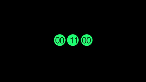 Countdown Minute Alphakanal Timer Countdown Grafik Grüne Farbe — Stockvideo
