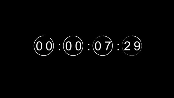 Countdown Sekunden Alpha Kanal Timer Countdown Grafik Weiße Farbe — Stockvideo