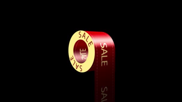 Ribbon Labeled Sale Paper Roll Market Advertising Red Ribbon Alpha — Stock Video