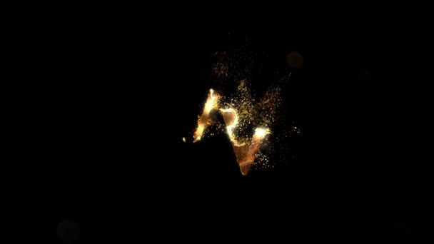 Золотая Буква Частицами Алфавит Abc Альфа Канал — стоковое видео