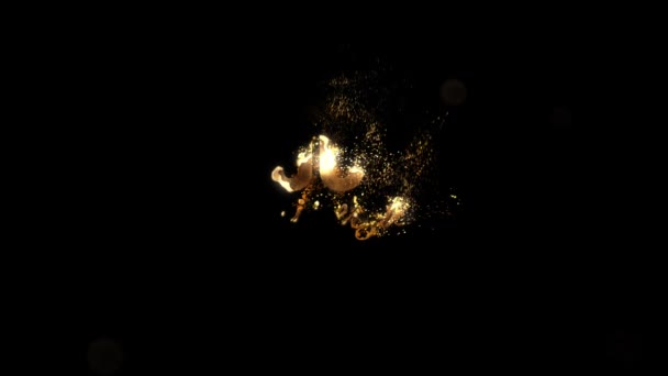 黄金の粒子 黄金のテキスト アルファチャンネルでお祝いの90周年記念 豪華なテキスト — ストック動画