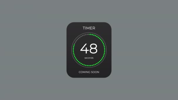 Schwarze Quadratische Zeitschaltuhr Zählt Minute Runter Countdown Alphakanal — Stockvideo