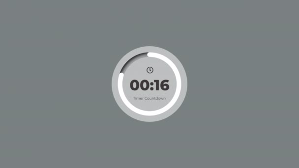 Gray Clock Timer Zählt Sekunden Runter Countdown Alphakanal — Stockvideo