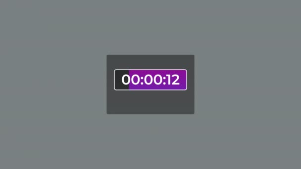 Gray Square Χρονόμετρο Ρολόι Μετράει Δευτερόλεπτα Αντίστροφη Μέτρηση Γραφικά Κανάλι — Αρχείο Βίντεο