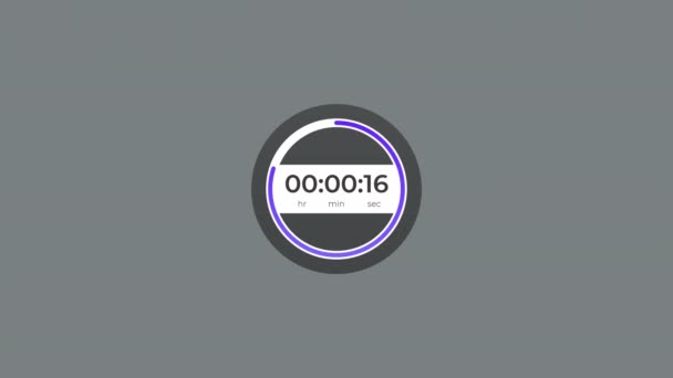 Rund Die Uhr Timer Zählt Sekunden Runter Countdown Alpha Kanal — Stockvideo