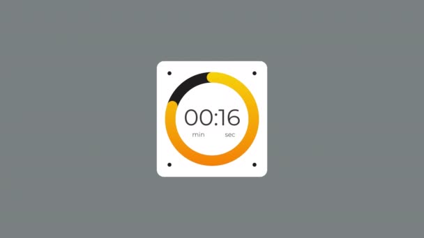 Square White Clock Timer Countdown Sekunden Countdown Grafik Alphakanal — Stockvideo