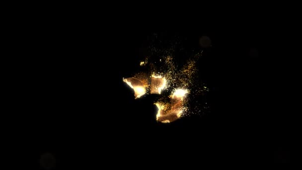 Goldene Zahl Aus Teilchen Nummerierung Fünfundfünfzig Goldene Zahlen Alphakanal — Stockvideo