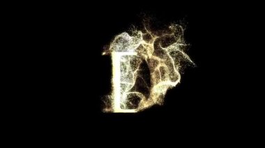 Tanecikli altın harf D, alfabe, abc, alfa kanalı