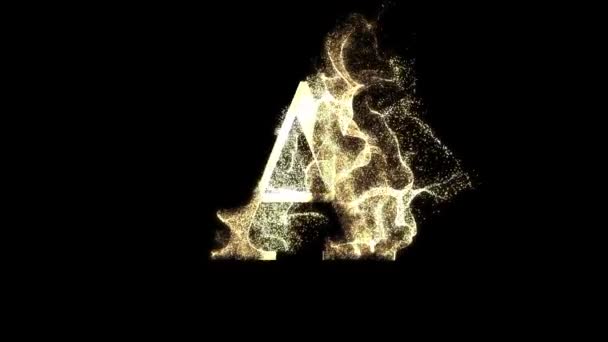 Χρυσό Γράμμα Σωματίδια Αλφάβητο Abc Κανάλι Άλφα — Αρχείο Βίντεο