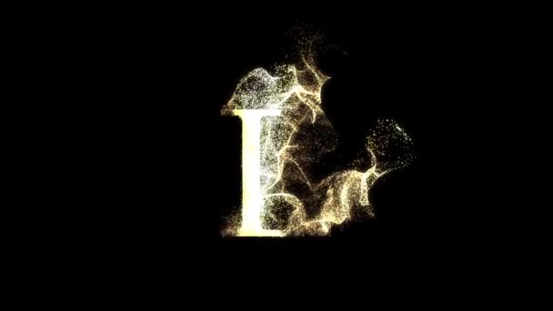 带有粒子 字母表 通道的金字母L — 图库视频影像