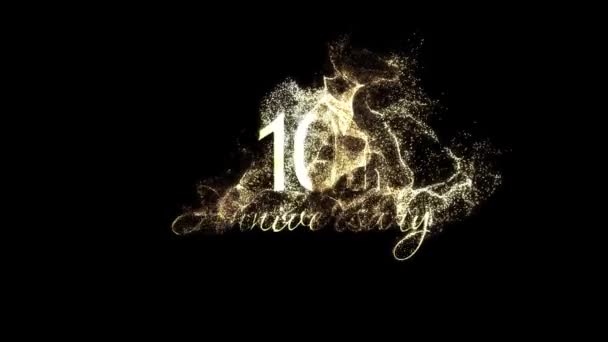 Congratulations 10Th Anniversary Golden Letters Particles Alpha Channel — Stock Video