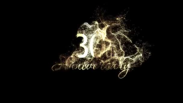 Congratulations 30Th Anniversary Golden Letters Particles Alpha Channel — Stock Video