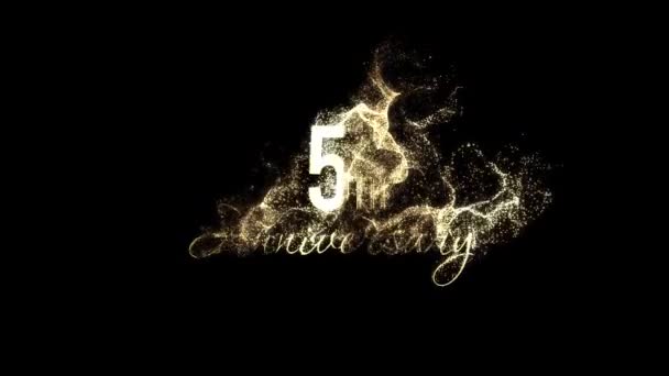 Congratulations 5Th Anniversary Golden Letters Particles Alpha Channel — Stock Video