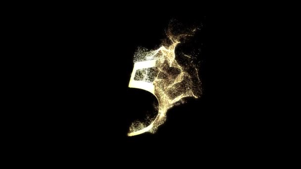 Goldene Zahl Aus Teilchen Nummerierung Fünf Goldene Zahlen Alphakanal — Stockvideo