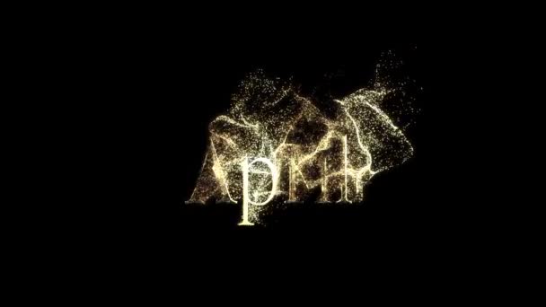 带有粒子的金色字母Alpha通道中的四月月名 — 图库视频影像