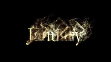 Ay adı Ocak, parçacıklarla birlikte altın harflerle, alfa kanalı