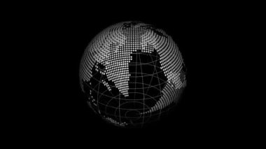 Çemberlerden gelen beyaz dünyanın küresi döner, dünya, dünya, alfa kanalı