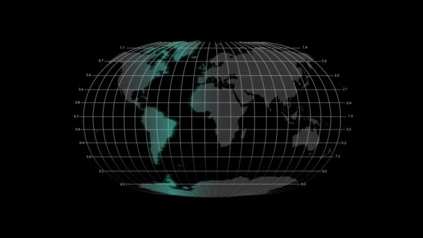 Mapa Globu Kręgów Czarnym Tle Ziemia Grafika Globalna Mapa — Wideo stockowe