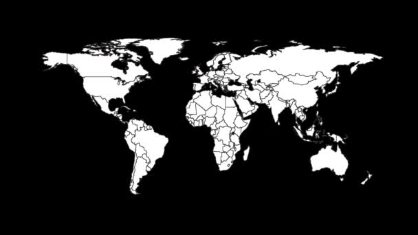 Mapa Globu Czarnym Tle Ziemia — Wideo stockowe