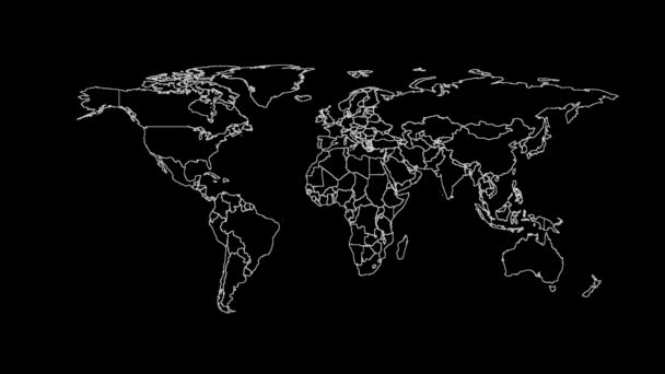 Mapa Globu Czarnym Tle Ziemia Grafika — Wideo stockowe