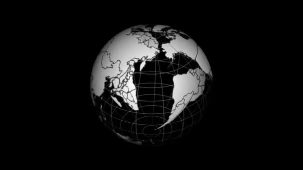 Ziemia Globus Biały Kolor Obraca Się Ziemia Globus Kanał Alfa — Wideo stockowe